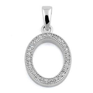 Sterling Silver Letter O CZ Initial Pendant